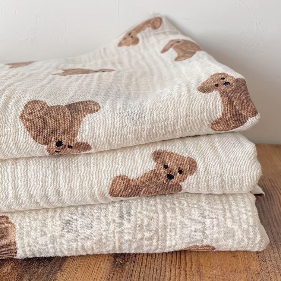 Soft & Cuddly Bear Printed Baby Cotton Swaddle Blanket