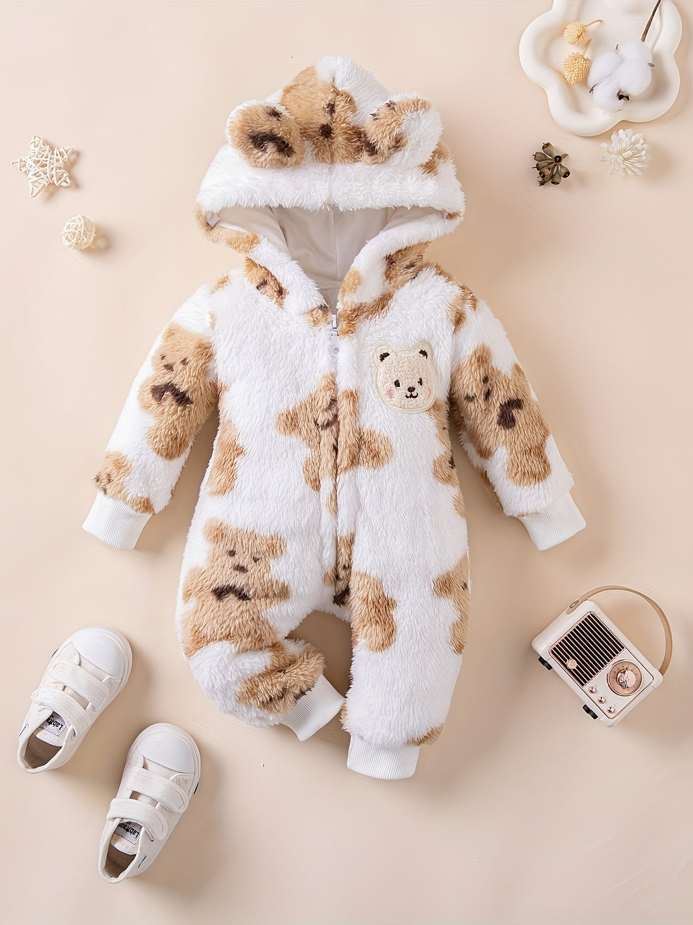Cozy & Adorable Soft Knit Bear Baby Jumpsuit
